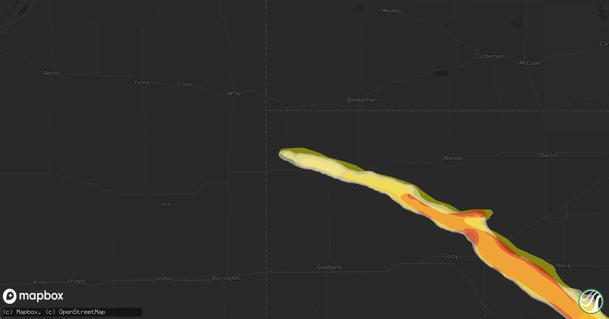 Hail map in Saint Francis, KS on July 28, 2024