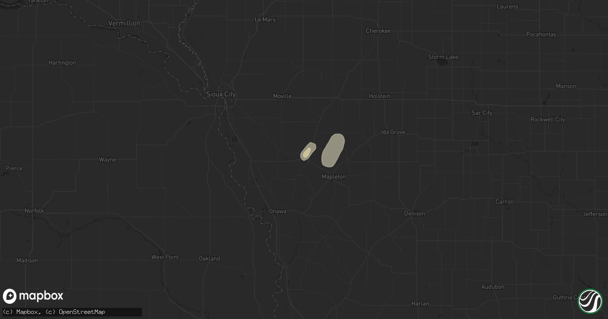 Hail map in Smithland, IA on July 28, 2024