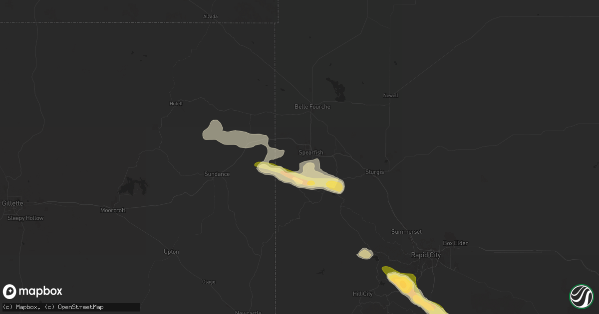 Hail map in Spearfish, SD on July 28, 2024