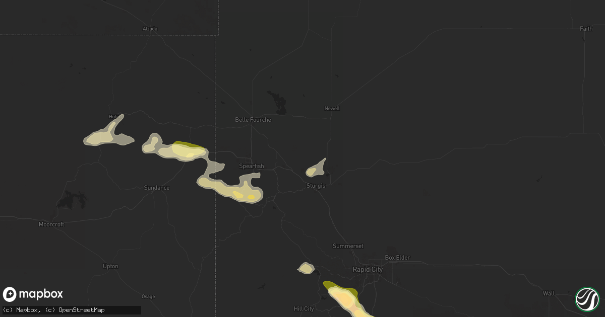 Hail map in Whitewood, SD on July 28, 2024