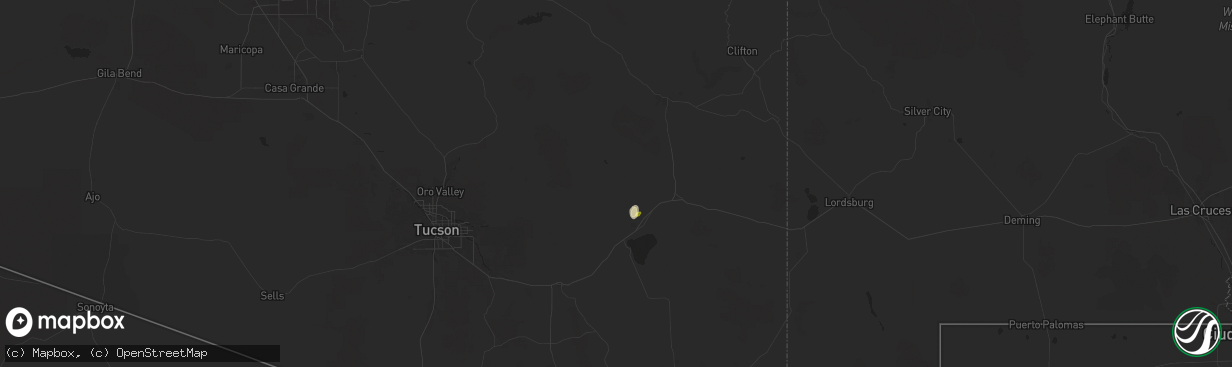 Hail map in Willcox, AZ on July 28, 2024