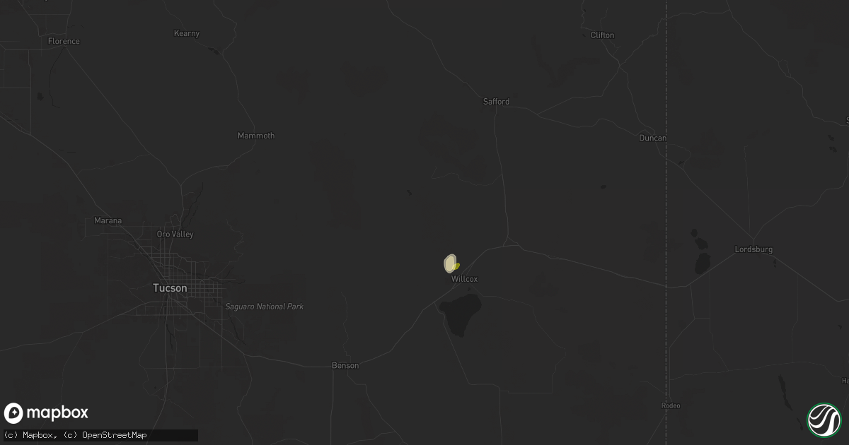 Hail map in Willcox, AZ on July 28, 2024