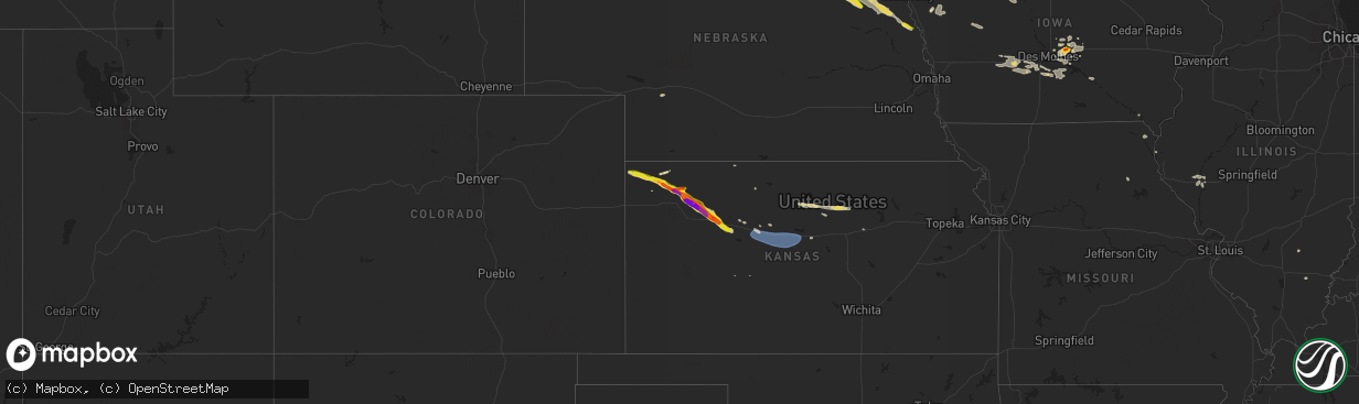 Hail map on July 28, 2024