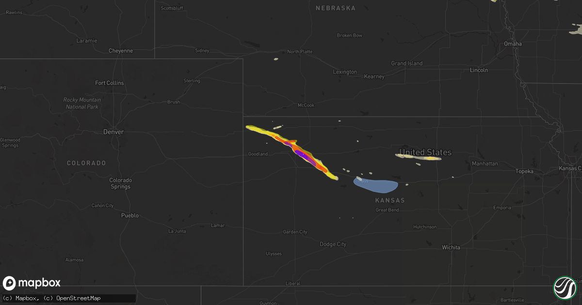 Hail map on July 28, 2024
