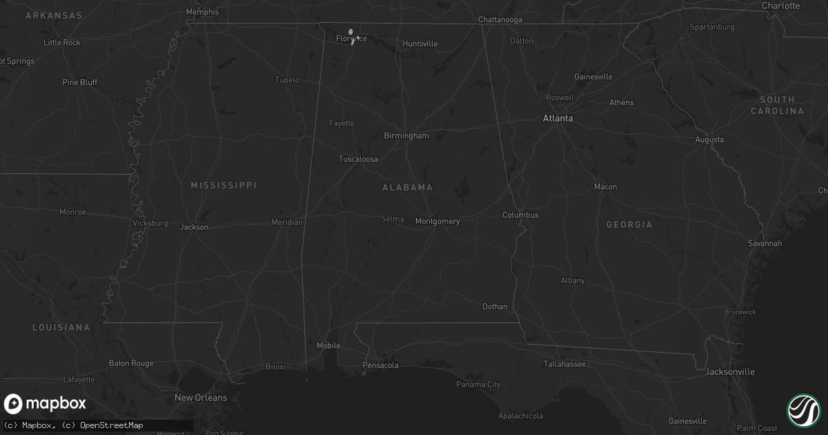 Hail map in Alabama on July 28, 2025