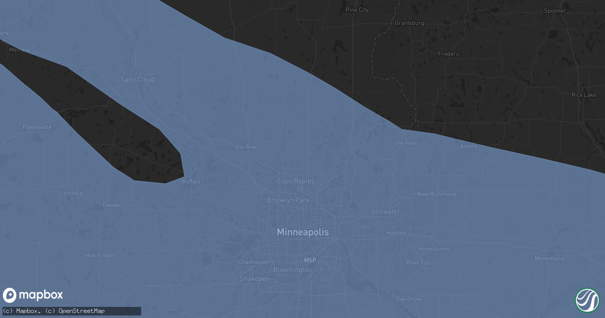 Hail map in Andover, MN on July 28, 2025
