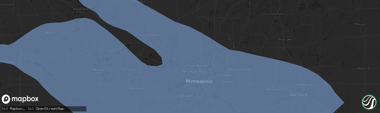 Hail map in Anoka, MN on July 28, 2025