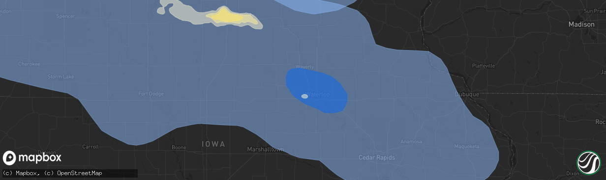 Hail map in Cedar Falls, IA on July 28, 2025