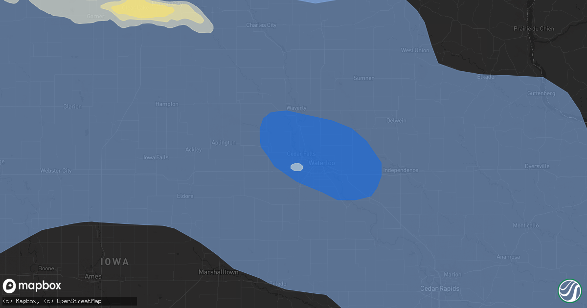 Hail map in Cedar Falls, IA on July 28, 2025