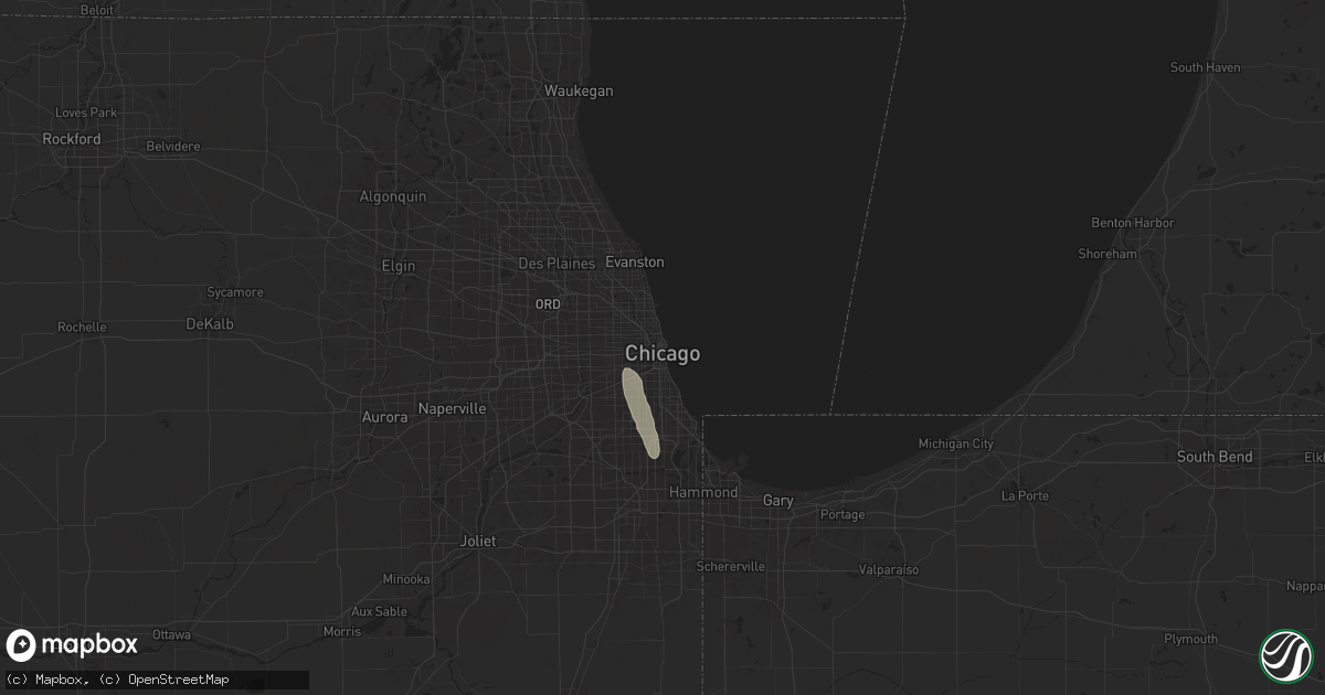 Hail map in Chicago, IL on July 28, 2025