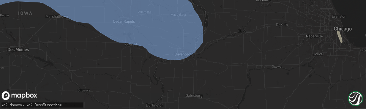 Hail map in Davenport, IA on July 28, 2025
