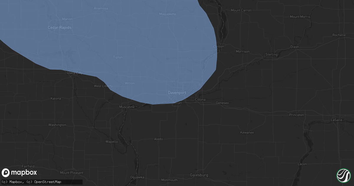 Hail map in Davenport, IA on July 28, 2025