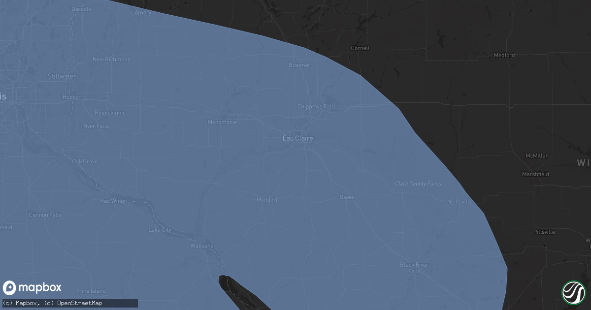 Hail map in Eau Claire, WI on July 28, 2025