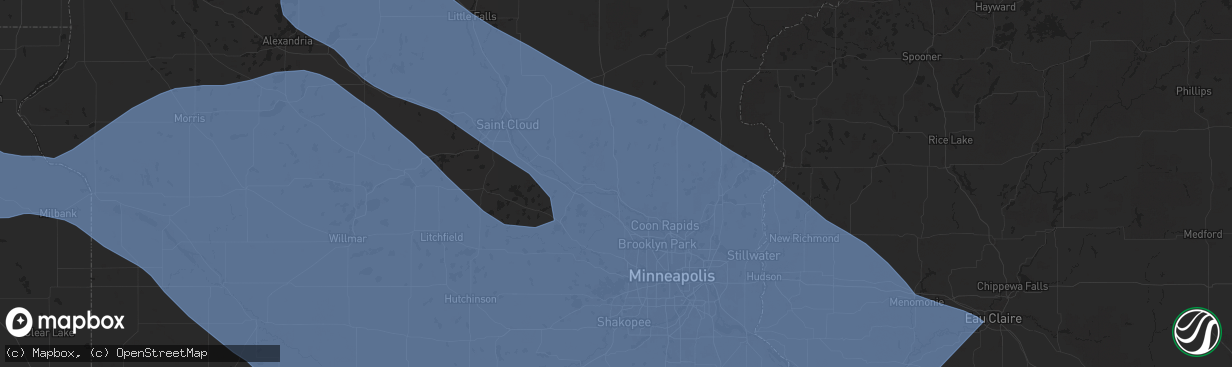 Hail map in Elk River, MN on July 28, 2025