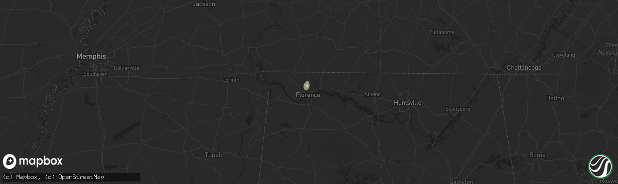 Hail map in Florence, AL on July 28, 2025