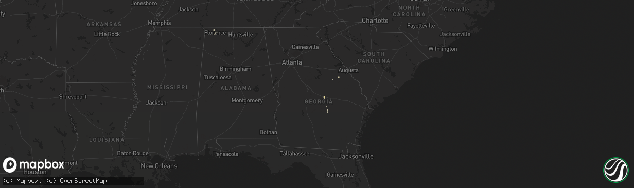 Hail map in Georgia on July 28, 2025