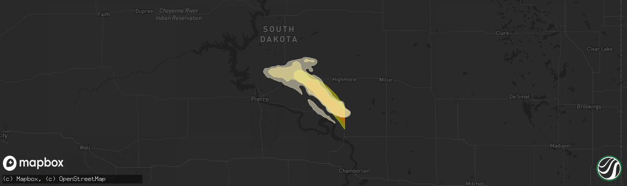 Hail map in Harrold, SD on July 28, 2025