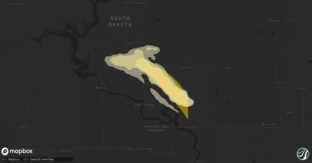 Hail map in Harrold, SD on July 28, 2025