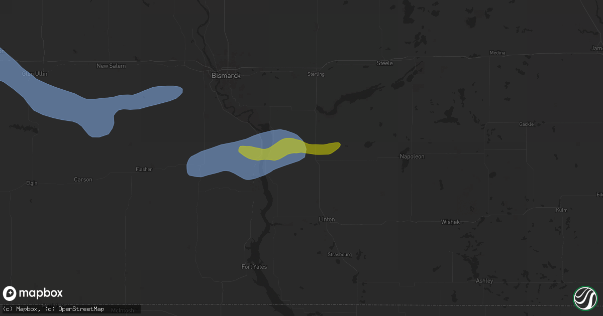 Hail map in Hazelton, ND on July 28, 2025