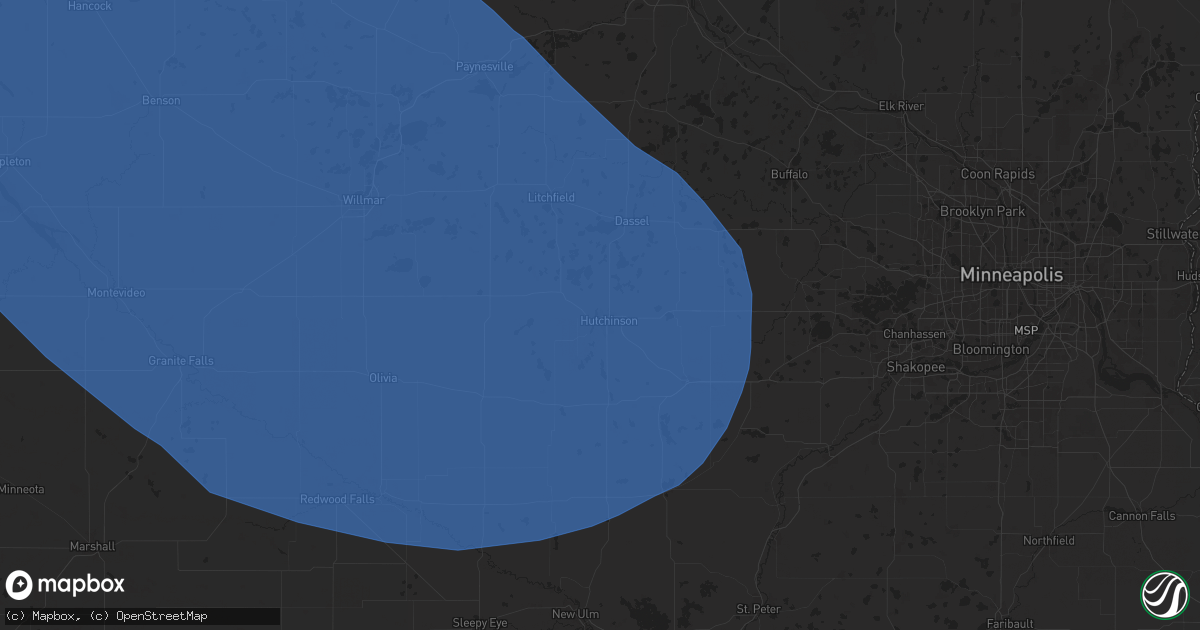 Hail map in Hutchinson, MN on July 28, 2025