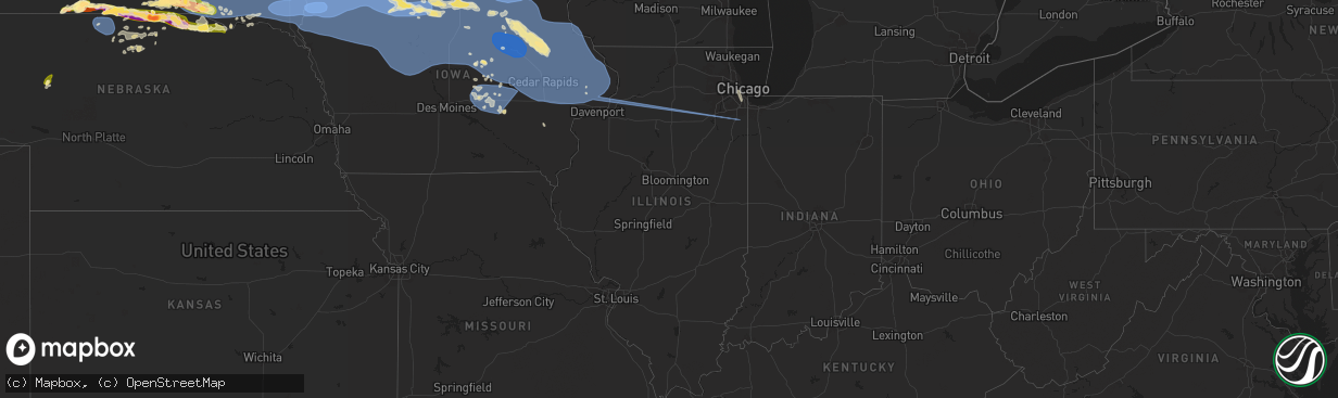 Hail map in Illinois on July 28, 2025