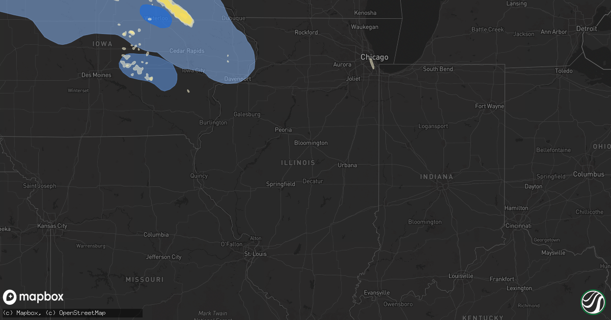 Hail map in Illinois on July 28, 2025