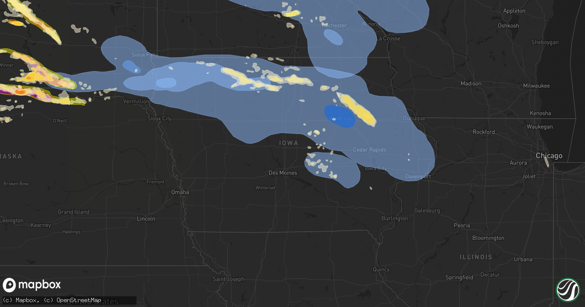 Hail map in Iowa on July 28, 2025