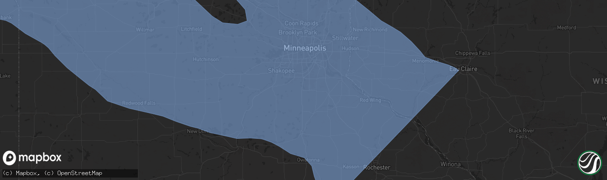 Hail map in Lakeville, MN on July 28, 2025