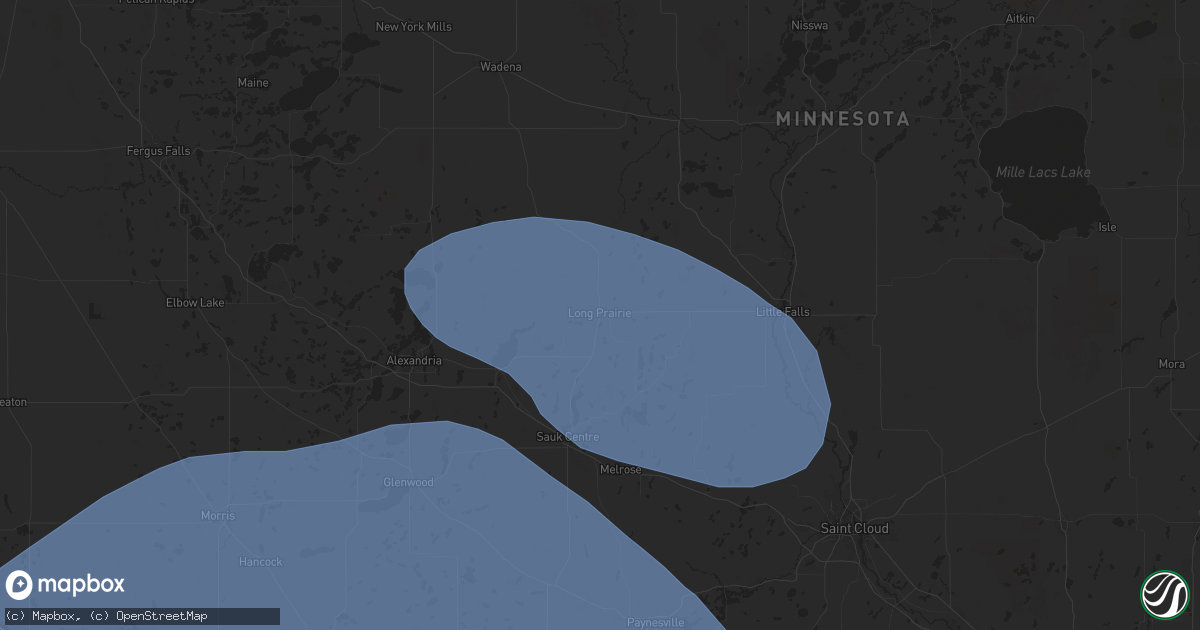 Hail map in Long Prairie, MN on July 28, 2025