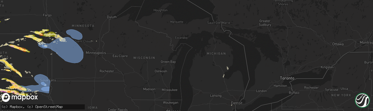 Hail map in Michigan on July 28, 2025