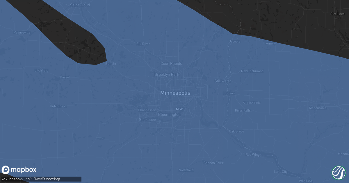 Hail map in Minneapolis, MN on July 28, 2025