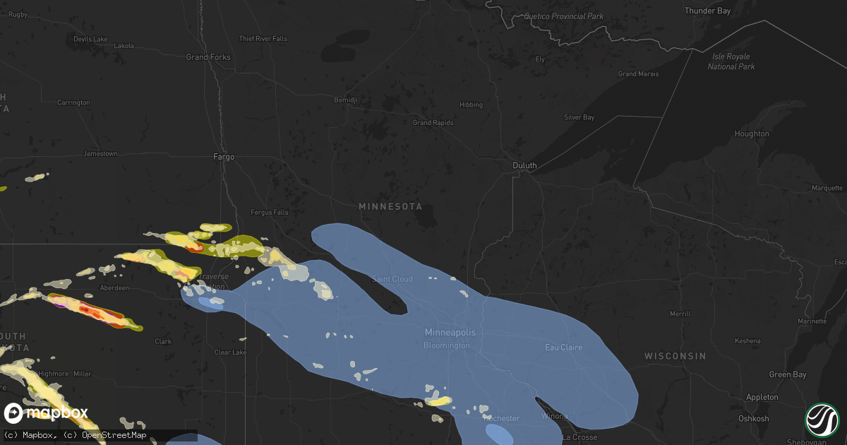 Hail map in Minnesota on July 28, 2025