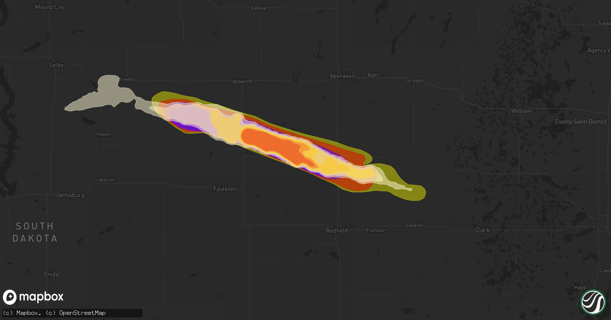 Hail map in Northville, SD on July 28, 2025