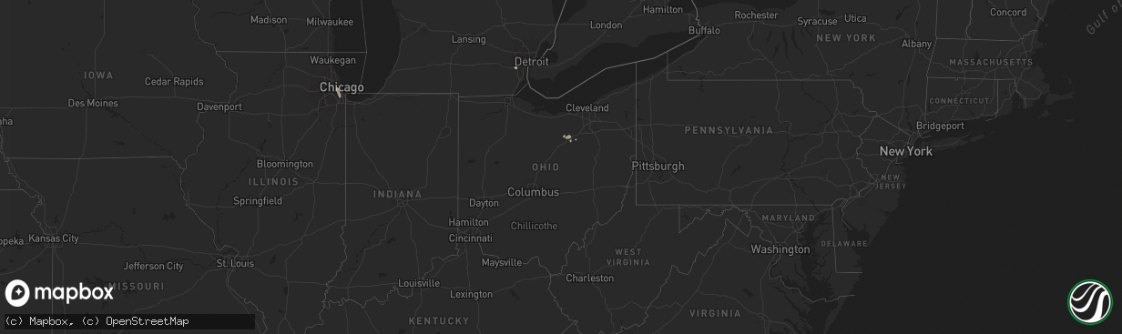 Hail map in Ohio on July 28, 2025