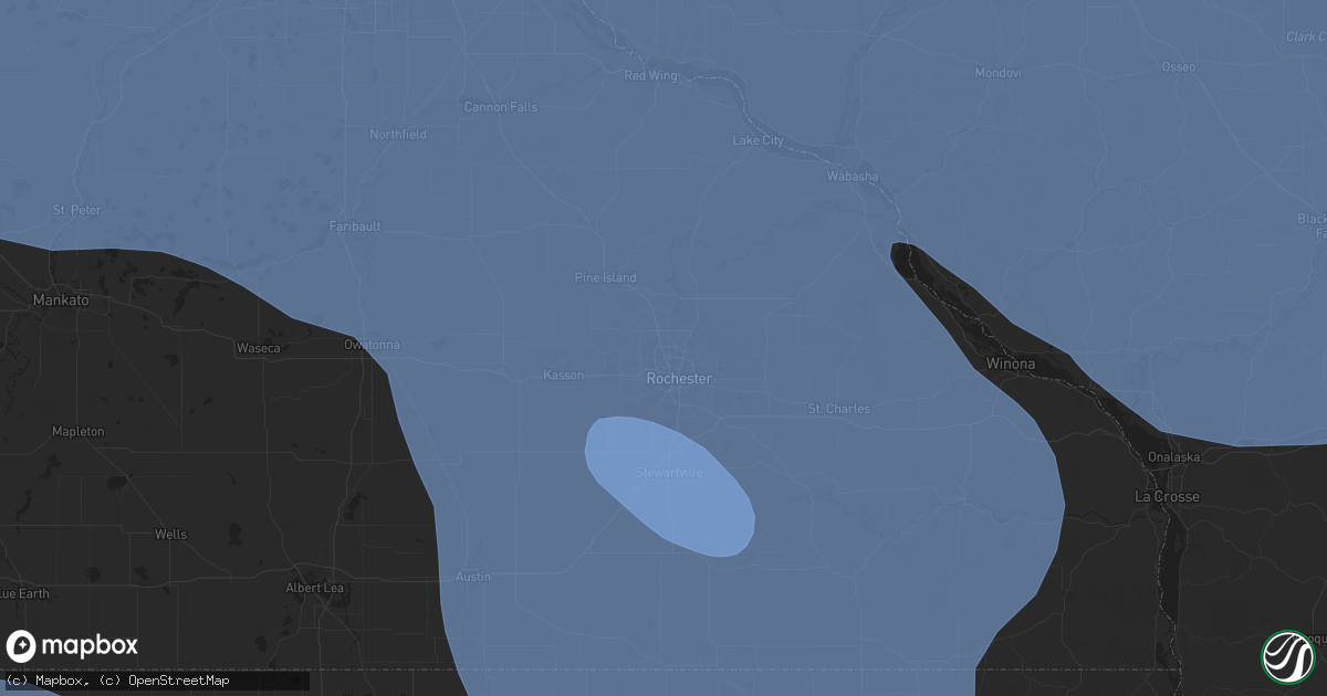 Hail map in Rochester, MN on July 28, 2025