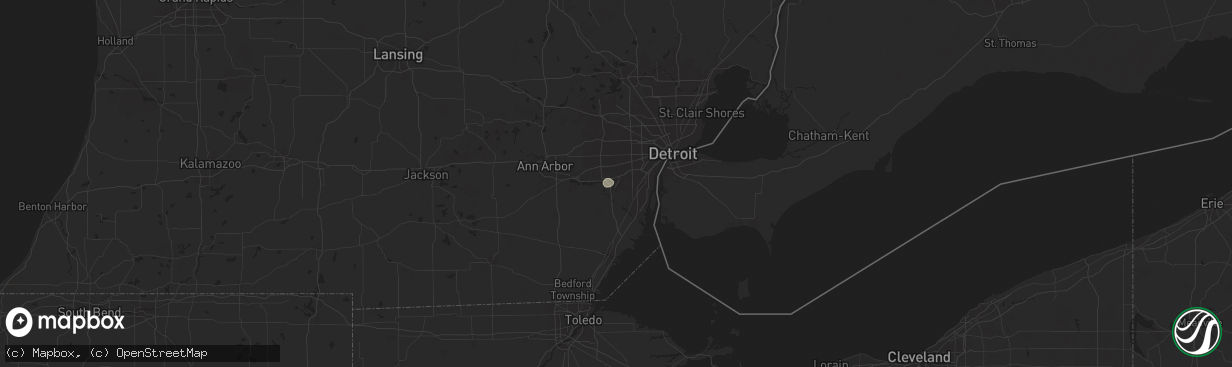 Hail map in Romulus, MI on July 28, 2025