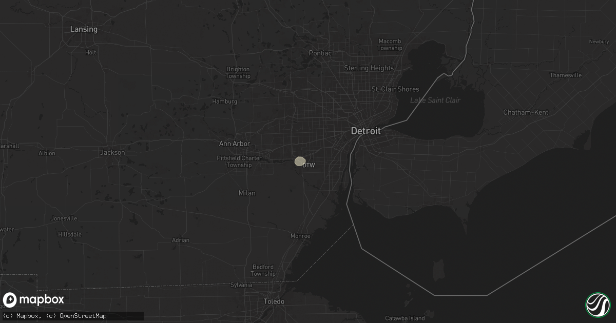 Hail map in Romulus, MI on July 28, 2025