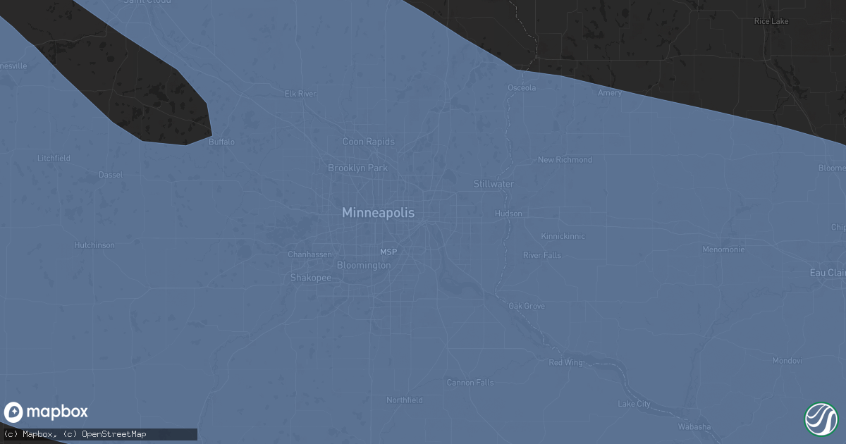 Hail map in Saint Paul, MN on July 28, 2025