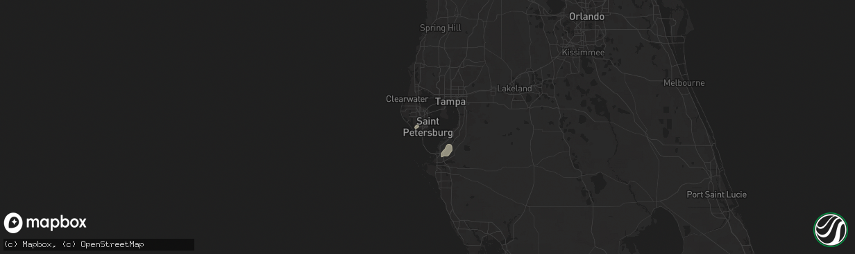 Hail map in Saint Petersburg, FL on July 28, 2025