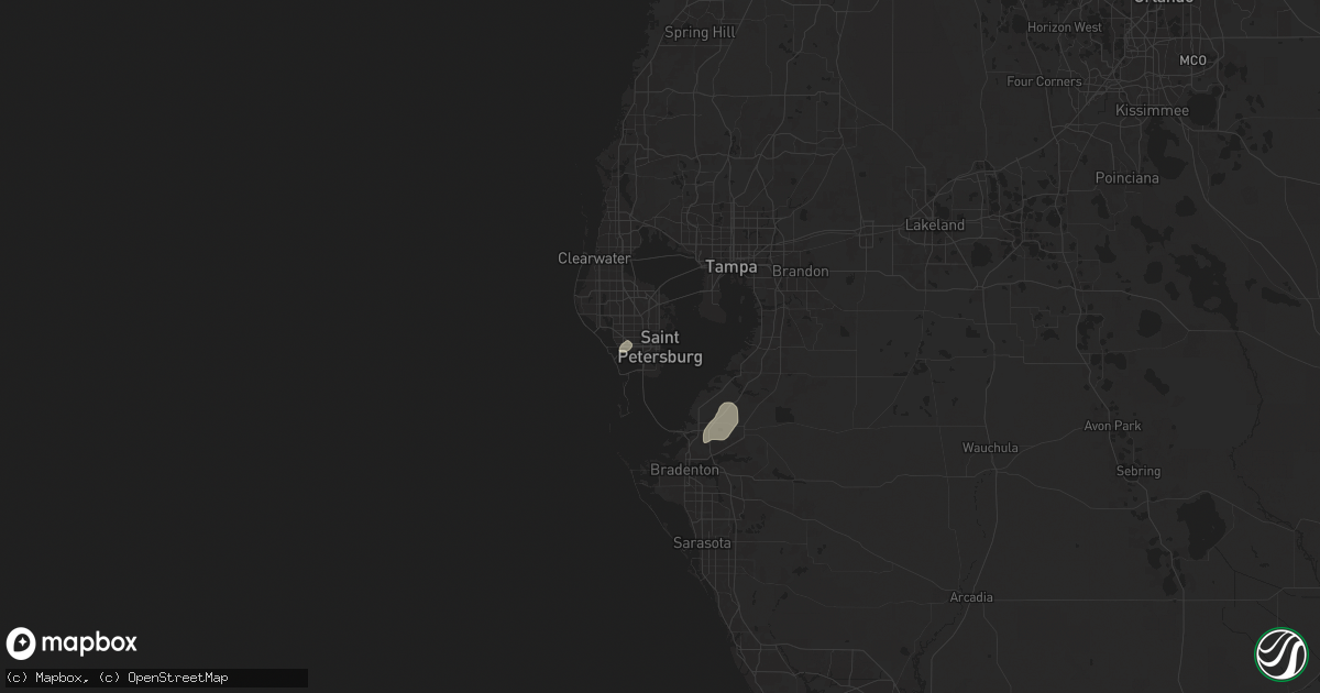 Hail map in Saint Petersburg, FL on July 28, 2025
