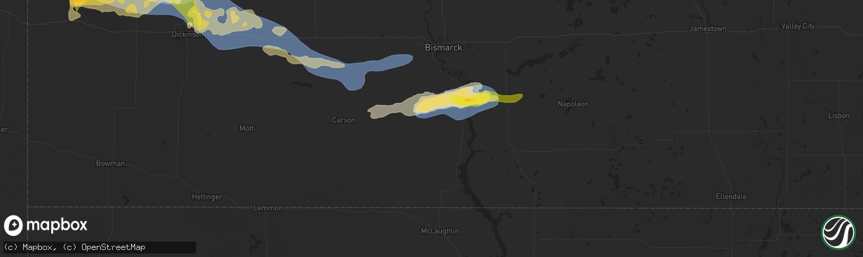 Hail map in Solen, ND on July 28, 2025