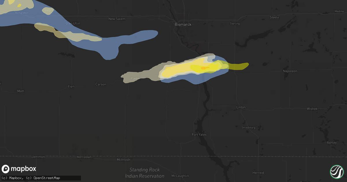 Hail map in Solen, ND on July 28, 2025