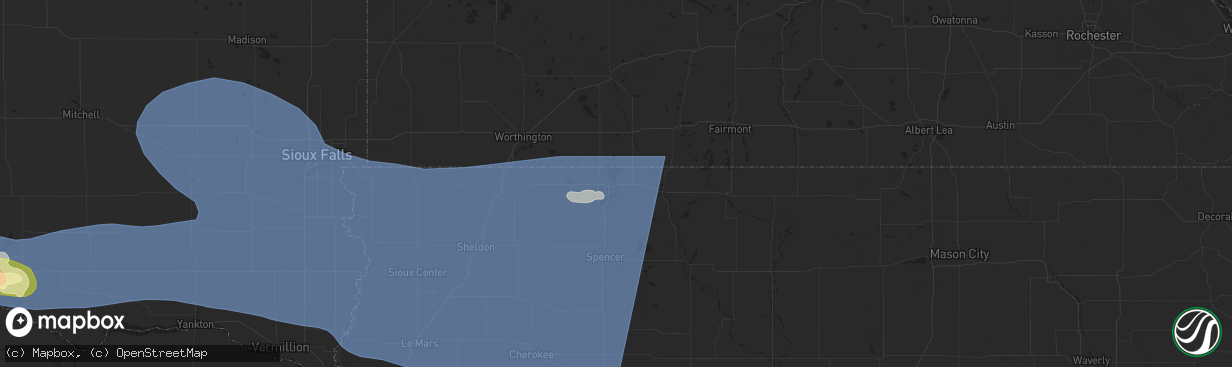 Hail map in Spirit Lake, IA on July 28, 2025