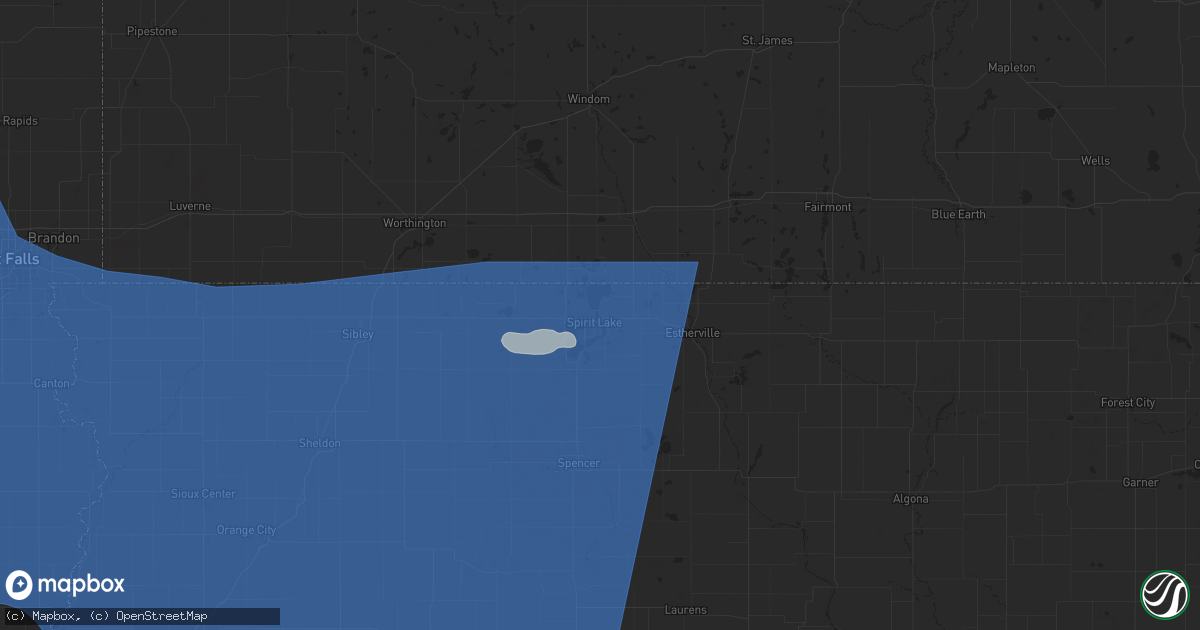 Hail map in Spirit Lake, IA on July 28, 2025