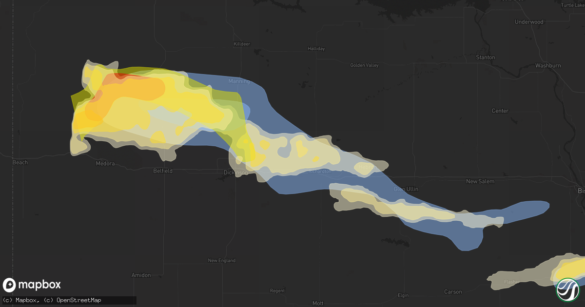 Hail map in Taylor, ND on July 28, 2025