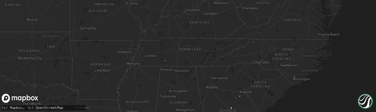 Hail map in Tennessee on July 28, 2025