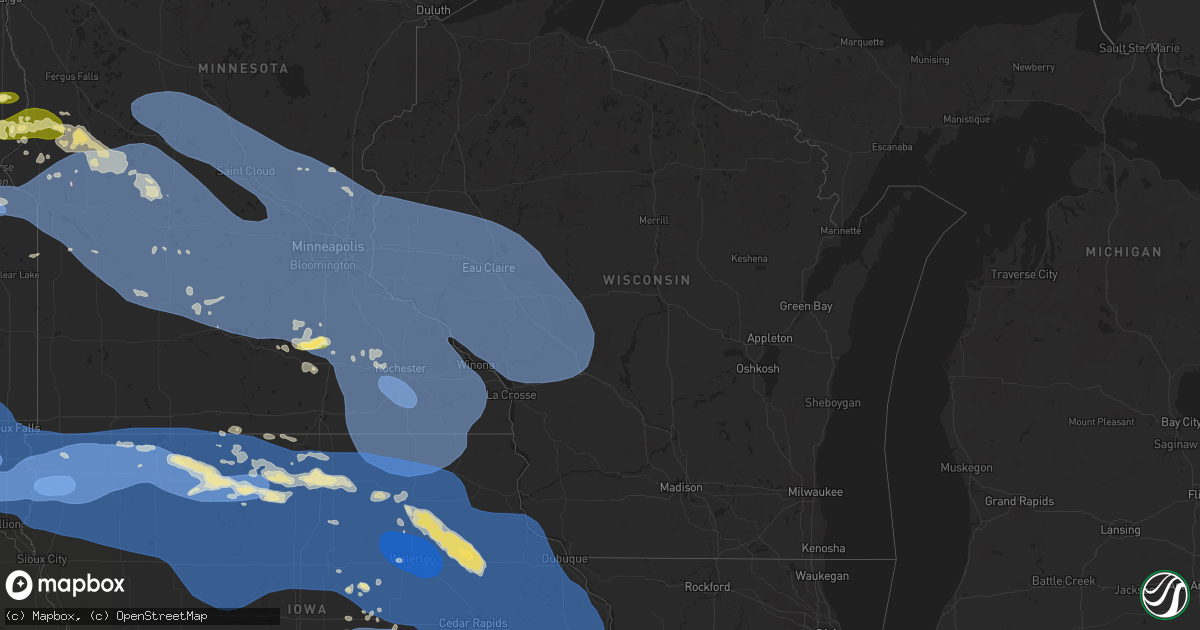 Hail map in Wisconsin on July 28, 2025