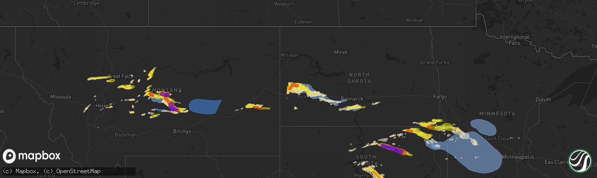 Hail map on July 28, 2025