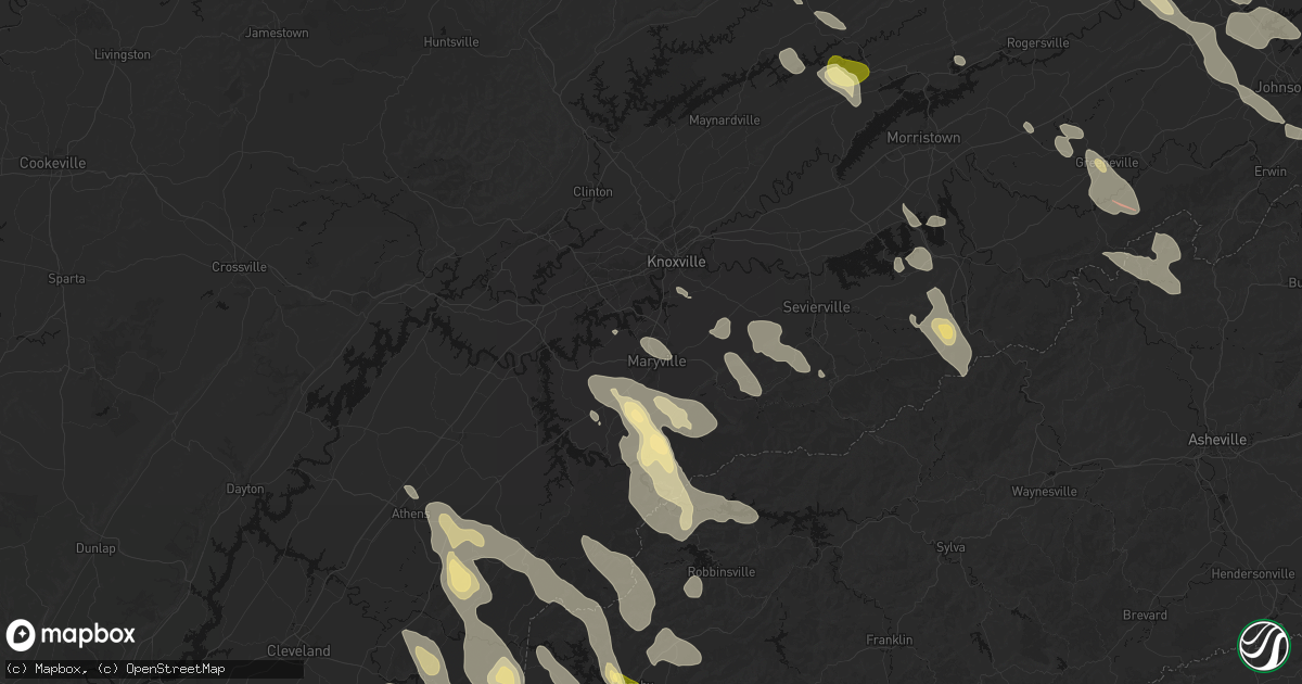 Hail map in Alcoa, TN on July 28, 2026