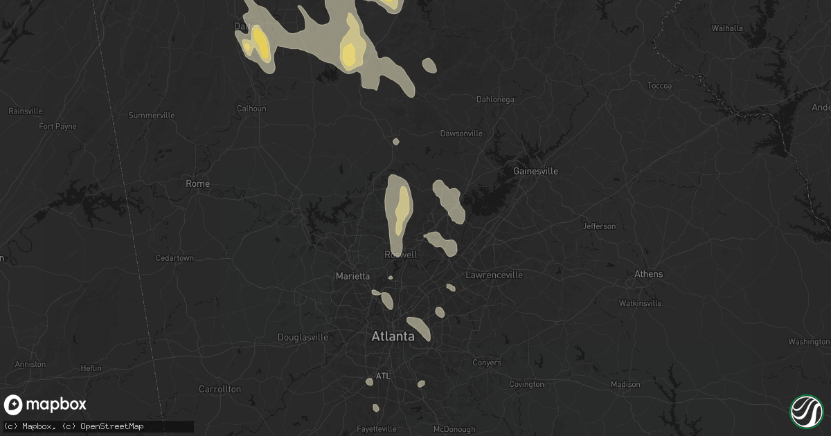 Hail map in Alpharetta, GA on July 28, 2026